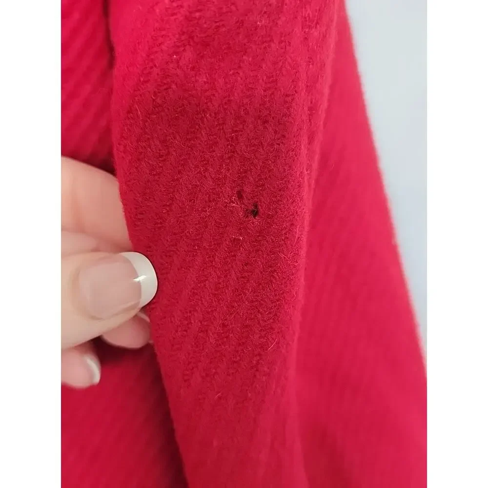 J.Crew Red Wool Pea Coat Women's XS Girls 14 Lined Minor Flaws